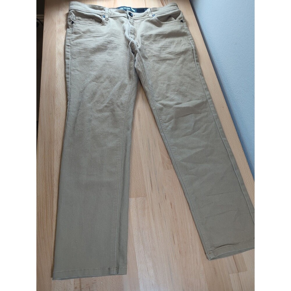 Stone Falcon Men's Size 36x30 Slim Fit Khaki Beige Pants